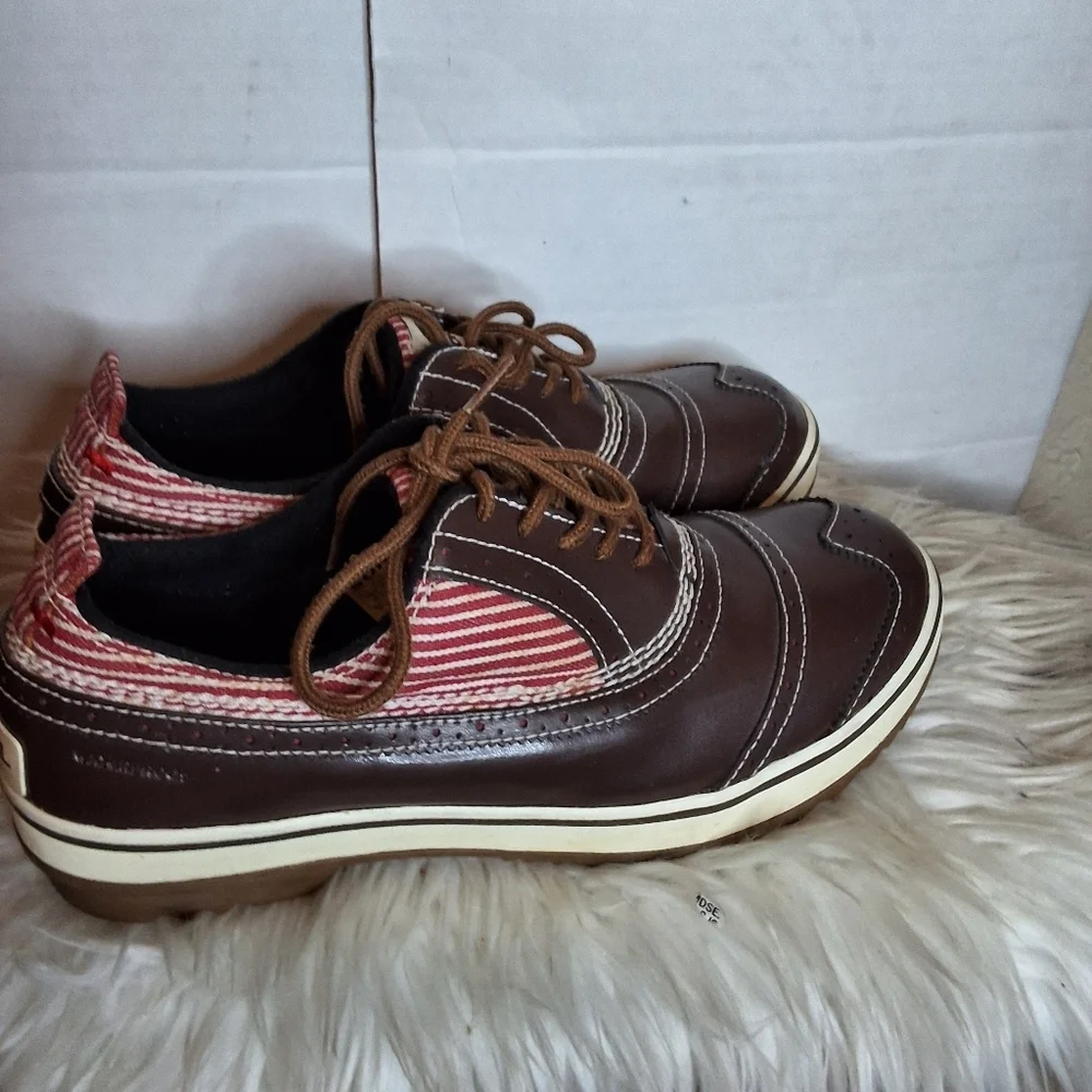Sorel Madson Oxford Brown Leather Lace Up Casual Comfort Shoes 10